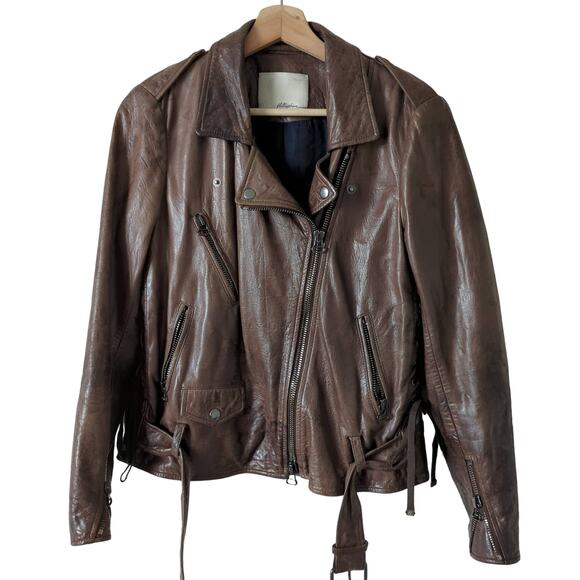 3.1 Phillip Lim Womens Biker Motorcycle Leather Moto Jacket Brown Size 6 $1195